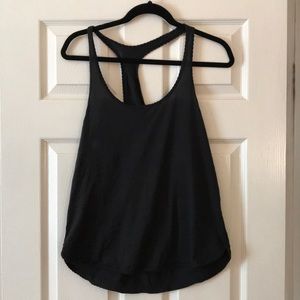lululemon black lightly stripped tank top